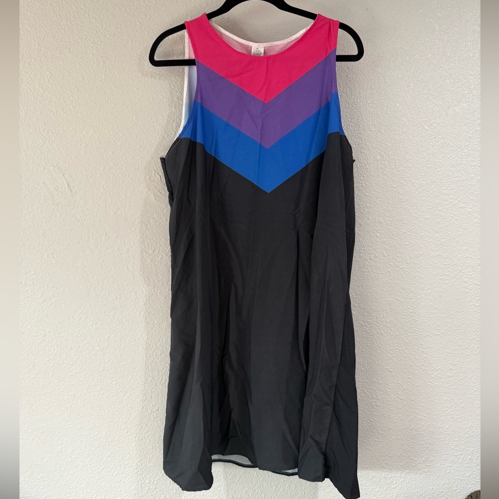 Bi-pride flag shift dress